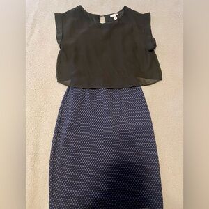 BONGO Black and Blue Sheath Midi Dress for Work